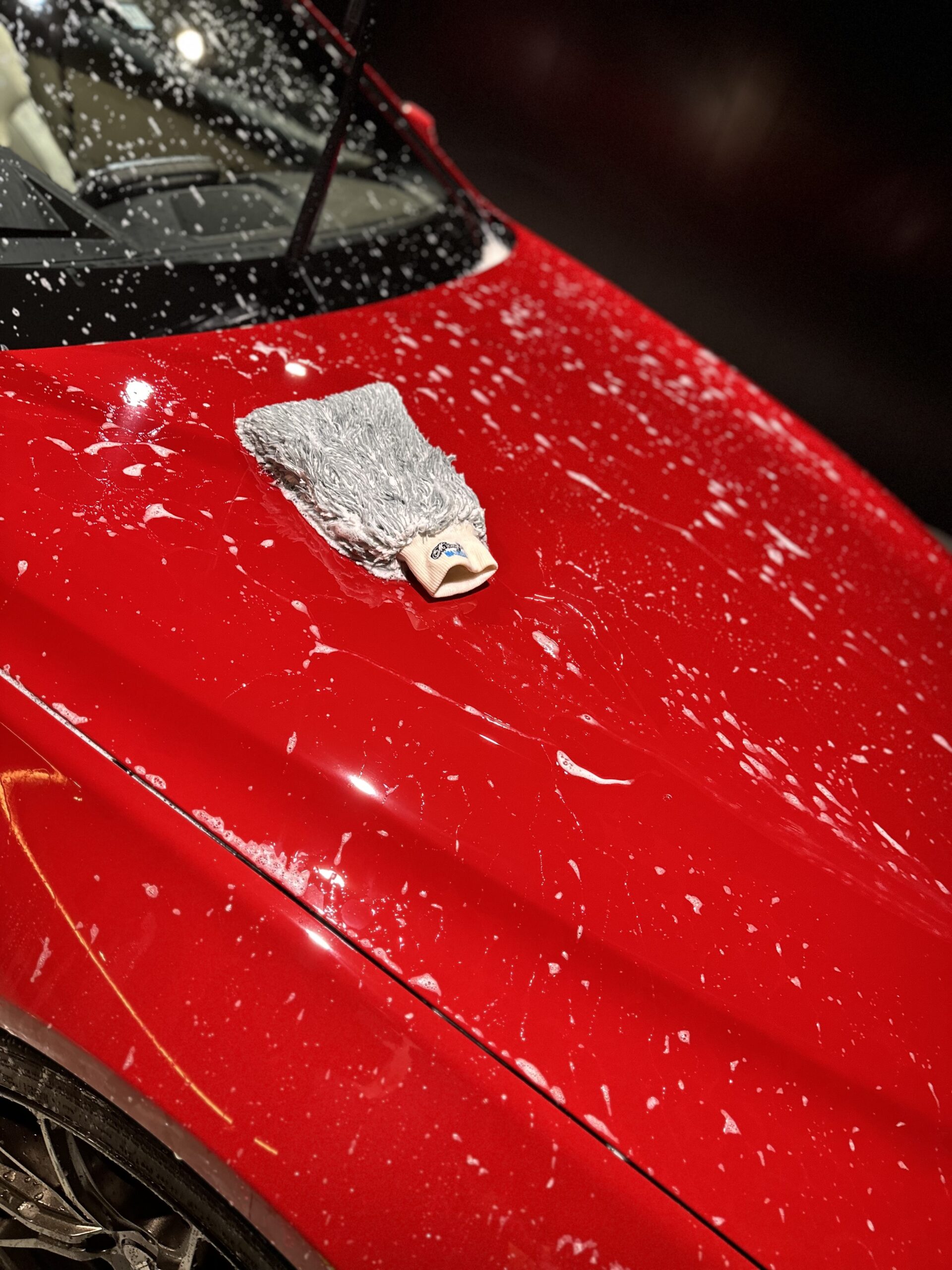 IncrediMitt GrayでBMW F13 650iのボディを洗う様子