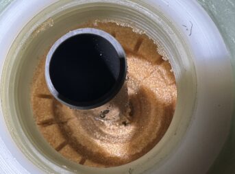 サンエイ化学 カートリッジ純水器35Lのタンク内部に充填されたイオン交換樹脂MB-5（購入時）
