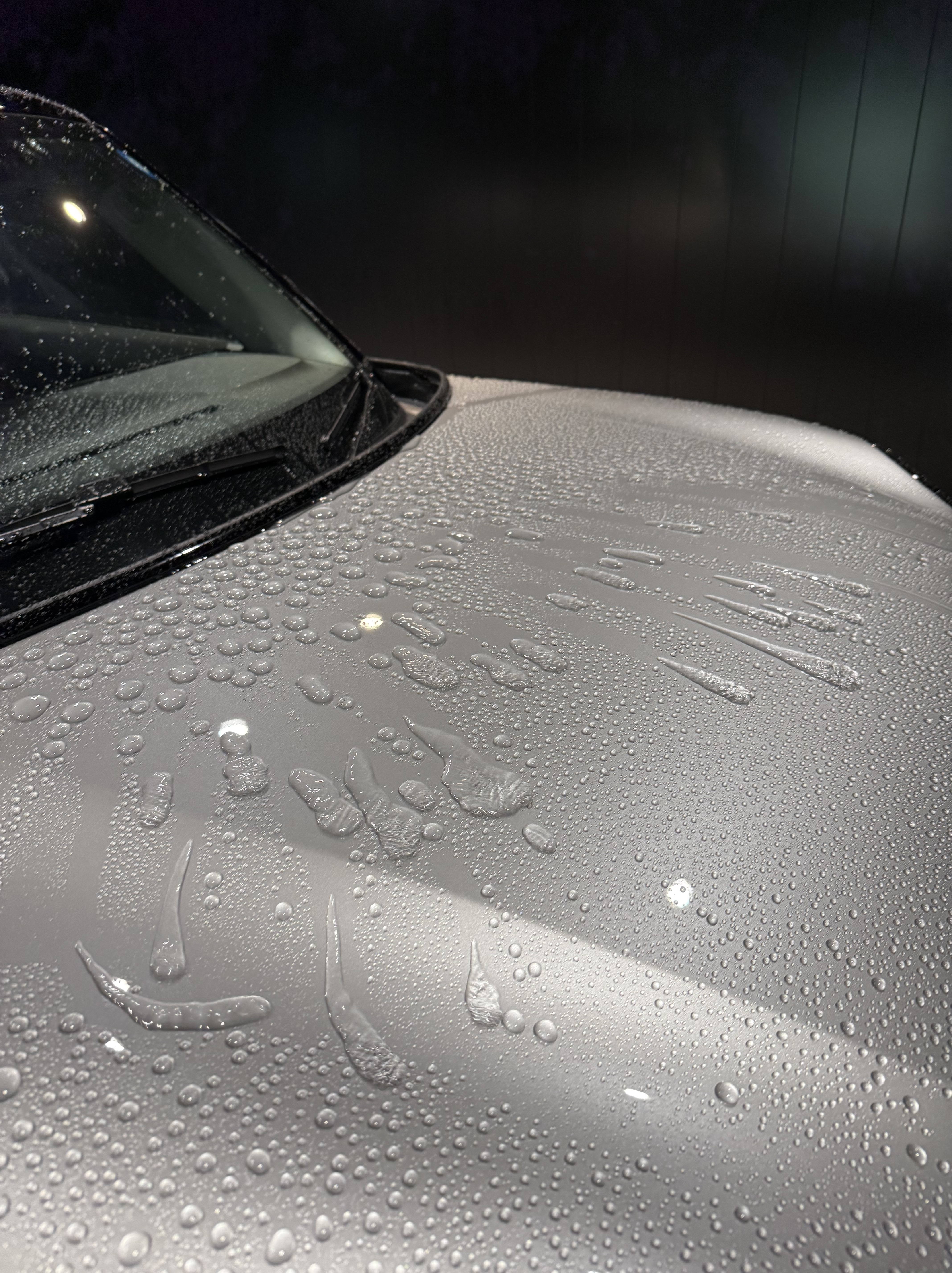 純水器で拭き上げなし洗車、ボディに水滴が残った状態