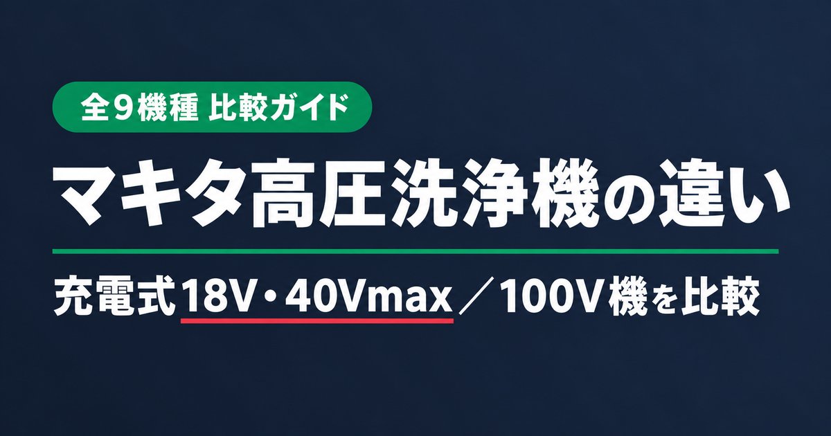 マキタ高圧洗浄機の違い 充電式18V・40Vmaxと100V機 全9機種の比較ガイド