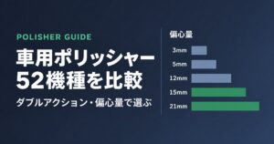 車用ポリッシャー52機種を偏心量で比較したアイキャッチ。ダブルアクション・偏心量で選ぶ